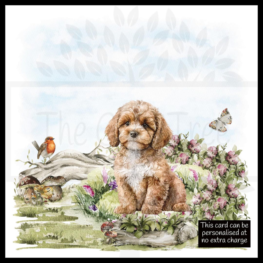 Personalized Cavapoo Dog Card: Floral Birthday Card - Etsy