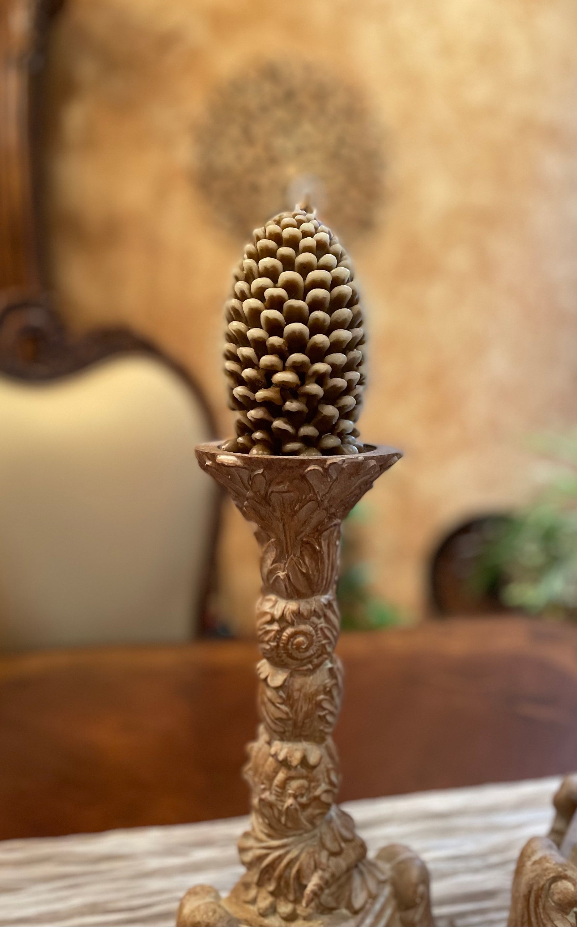 Large Beeswax Pine Cone Candle - Etsy