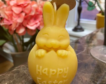 Easter Bunny In Easter Egg Beeswax Candle / Easter Candles/ Christianity/ Home Decor/ Natural/ Handmade/ Honeyscent