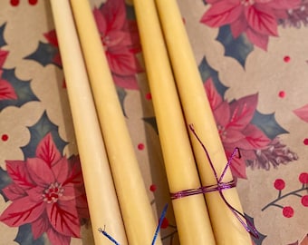 Handmade Beeswax Taper Candles: 24cm Honey Scented Dinner Candles