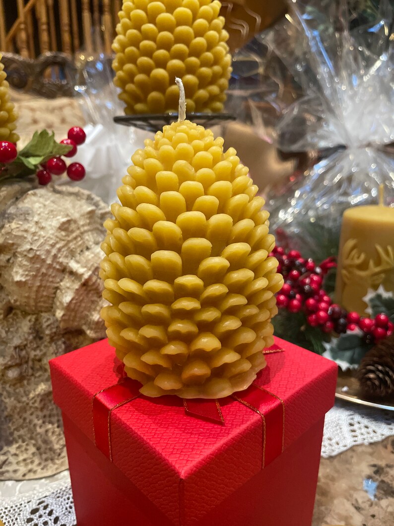 Large Beeswax Pine Cone Candle - Etsy