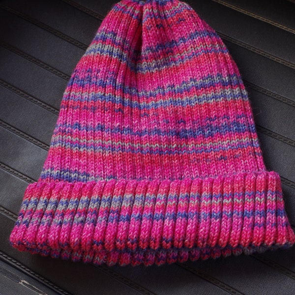 bonnet femme tricoté, tricot rose