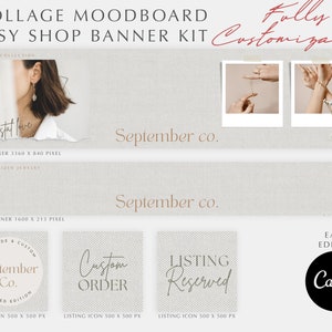 Etsy Brand Kit |  Etsy Shop Banner Set | Logo Template | Banner Template | Minimalist Etsy Shop Cover