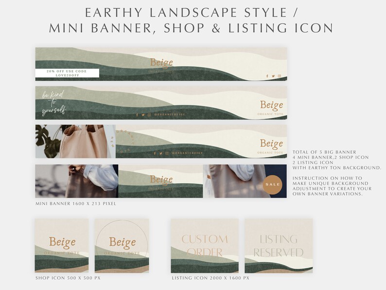 Boho Etsy Shop Kit | Etsy Shop Banner Set | Etsy Shop Branding Kit ...