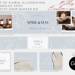 Etsy Branding Kit |  Etsy Shop Banner Set | Floral Banner Template | Etsy Shop Kit | Minimalist Etsy Cover
