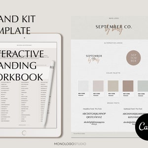 Branding Questionnaire | Brand Clarity | Neutral Branding Kit | Branding Style Guide | Moodboard Template | Canva Brand Board Template image 1