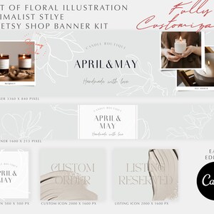 Etsy Brand Kit |  Etsy Shop Banner Set | Floral Banner Template | Etsy Shop Kit | Minimalist Logo Template