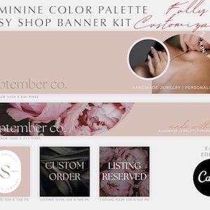 Floral Etsy Banner | Etsy Branding Kit |  Etsy Shop Banner Set | Premade Branding Kit | Minimalist DIY Etsy Shop Kit