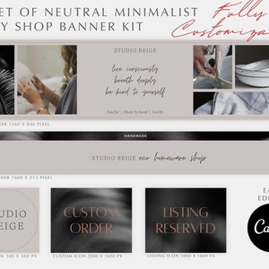 Etsy Shop Banner Kit | Neutral Pink Banner Template | Etsy Shop Kit | Minimalist Etsy Shop Cover |  Etsy Shop Branding Kit