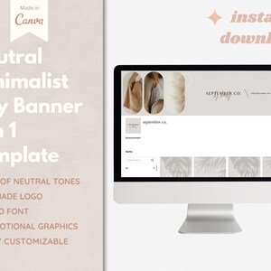 Etsy Shop Cover Photo Canva Template |  DIY Etsy Shop Kit | Premade Branding Kit | Neutral Minimalist Banner Template