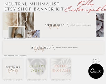 Etsy Branding Kit |  Etsy Shop Banner Set | Premade Branding Kit | Minimalist Etsy Cover | Neutral Palette