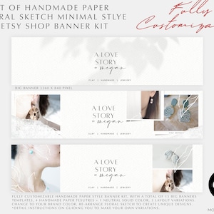 Floral Etsy Banner | Handmade Paper Etsy Branding Kit |  Etsy Shop Banner Set | Premade Branding Kit | Minimalist DIY Etsy Shop Kit