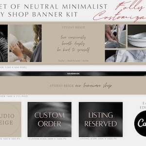 Etsy Shop Banner Kit | Neutral Banner Template | Etsy Shop Kit | Minimalist Etsy Shop Cover |  Etsy Shop Branding Kit