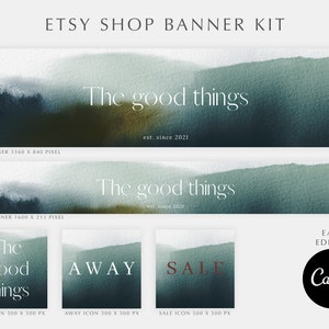 Etsy Branding Kit | Etsy Shop Set | Minimalist Watercolor Banner Set | Etsy Cover Photo | Etsy Banner