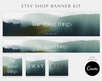 Etsy Branding Kit | Etsy Shop Set | Minimalist Watercolor Banner Set | Etsy Cover Photo | Etsy Banner