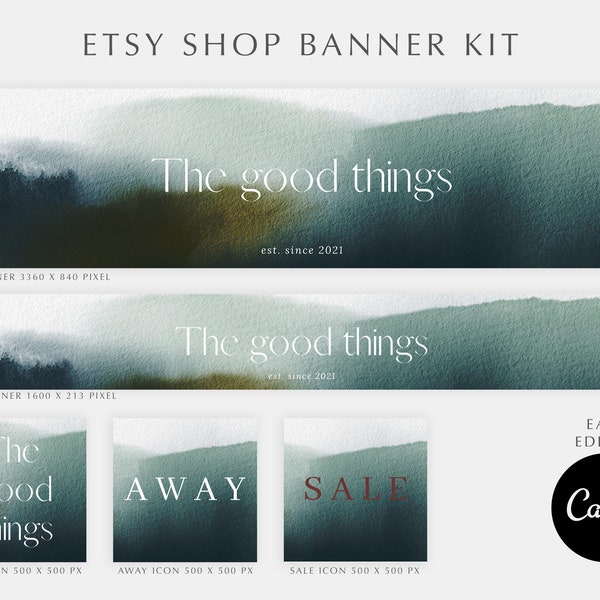 Etsy Branding-Kit | Etsy-Shop-Set | Minimalistisches Aquarell Banner Set | Etsy Titelfoto | Etsy-Banner