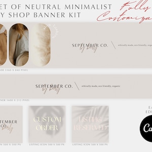 Etsy Branding Kit |  Etsy Shop Banner Set | Neutral Banner Template | Etsy Shop Kit | Minimalist Etsy Cover