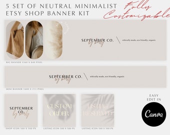 Etsy Branding Kit |  Etsy Shop Banner Set | Neutral Banner Template | Etsy Shop Kit | Minimalist Etsy Cover