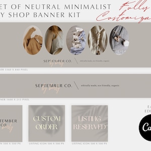 Etsy Branding Kit |  Etsy Shop Banner Set | Neutral Banner Template | Etsy Shop Kit | Minimalist Etsy Cover
