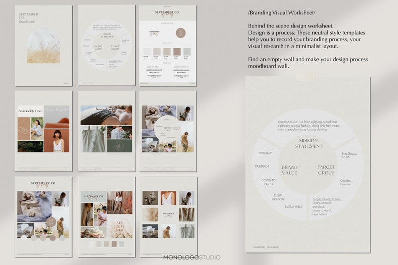 Branding Questionnaire | Brand Clarity | Neutral Branding Kit | Branding Style Guide | Moodboard Template | Canva Brand Board Template image 3
