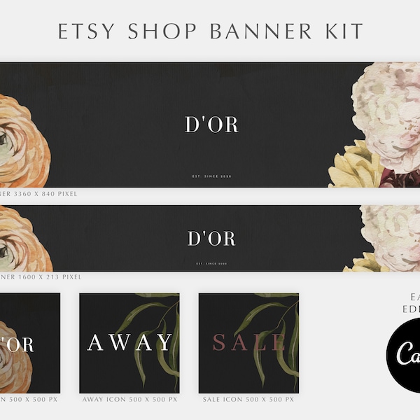 Etsy Branding Kit | Etsy Shop Set | Minimalist Floral Banner Set | Etsy Cover Photo | DIY Etsy Banner