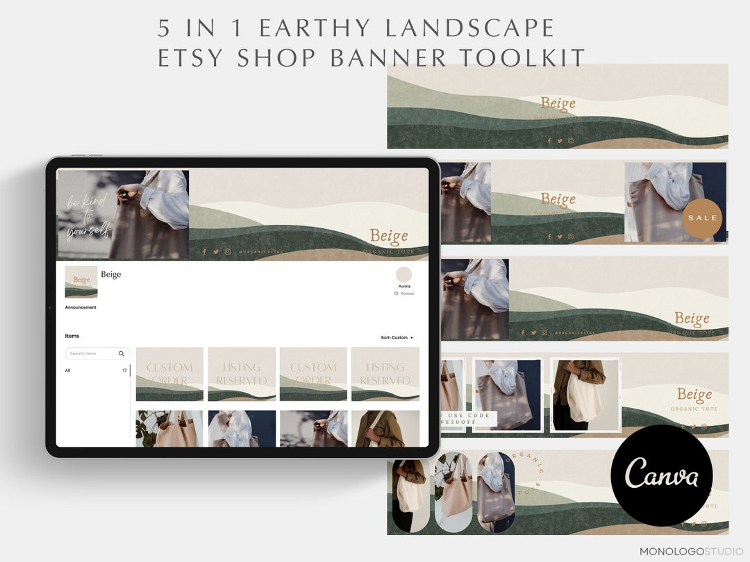 Boho Etsy Shop Kit Etsy Shop Banner Set Etsy Shop Branding Kit Banner