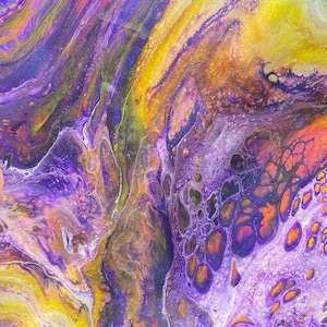 Paint Pouring Art on 12&quot; canvas - VIOLET FLAME