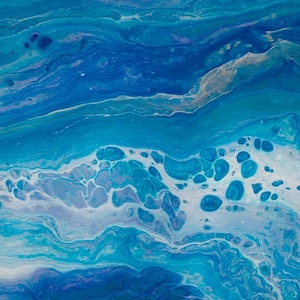 Paint Pouring Art on 18x24 canvas - BLUE DREAM