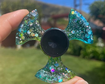 Blue Green Resin Tri-Star Fidget Spinner