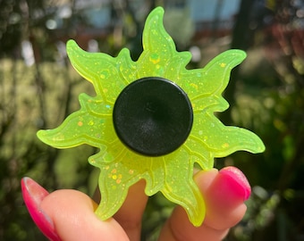 Yellow Glow In The Dark Sun Burst Resin Fidget Spinner