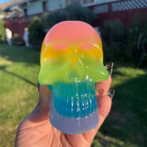 Rainbow Glow In The Dark Resin Skull