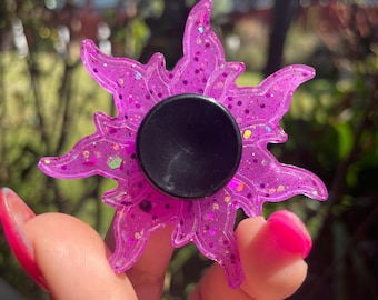 Paarse Glow in the Dark Sun Burst-hars fidgetspinner