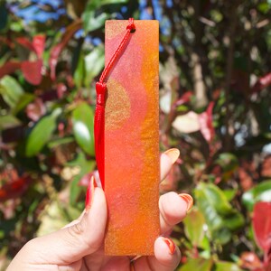 Red Orange Gold Resin Bookmark