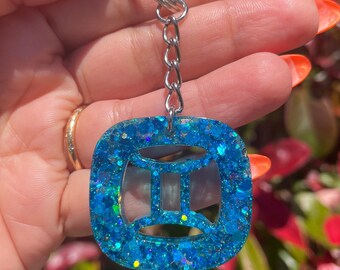 Gemini Zodiac Resin Keychain
