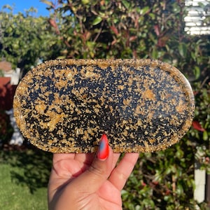Gold Leaf and Black Resin Trinket Tray
