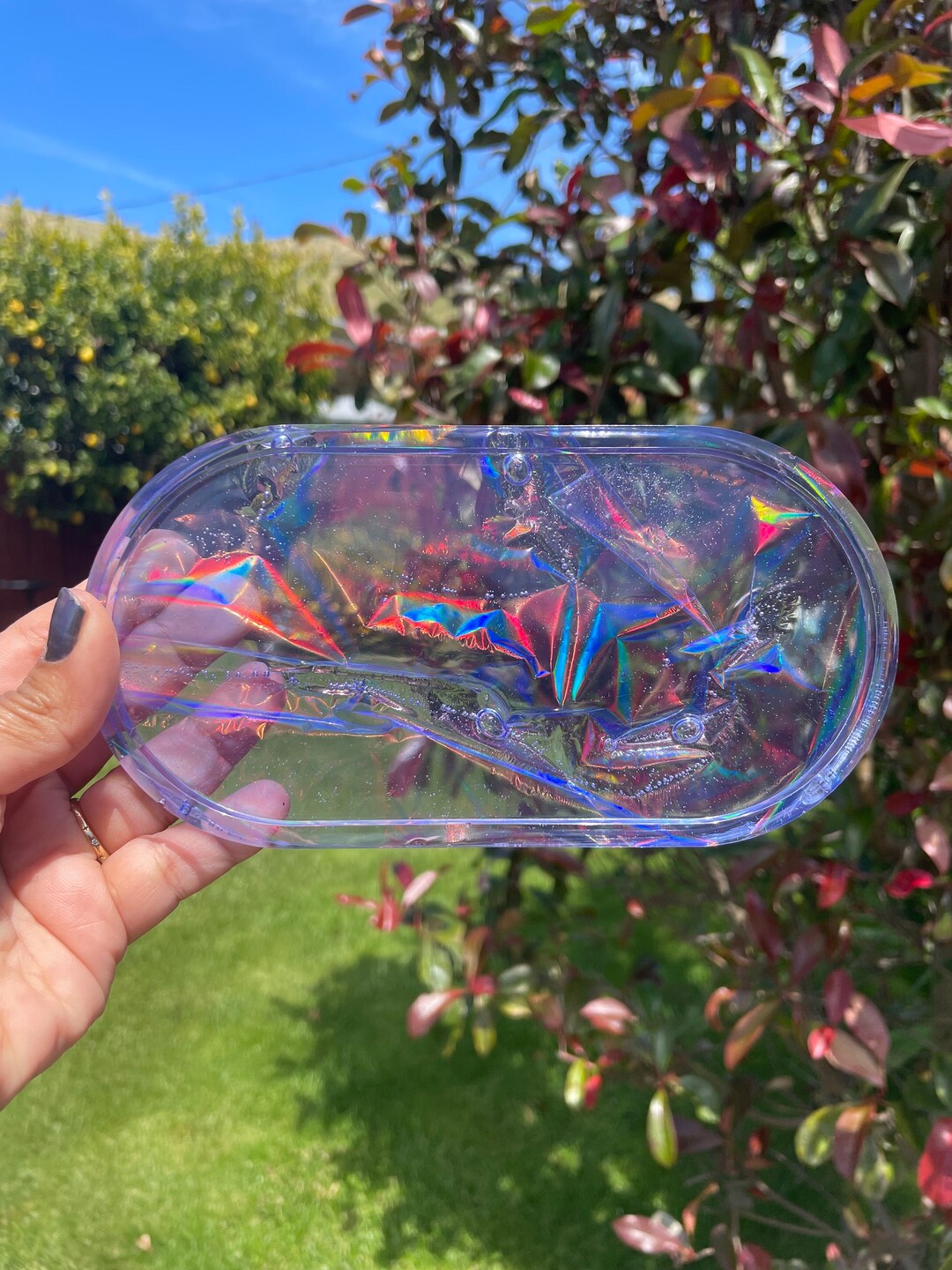 Purple Holographic Resin Tray Resin Tray, Stoner Gifts, Resin Trinket