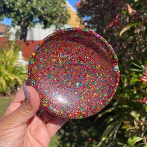 Rainbow Glitter Resin Ashtray