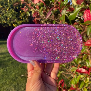 Orchid Purple & Glitter Resin Trinket Tray