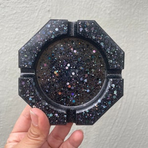 Black Glitter Resin Ashtray