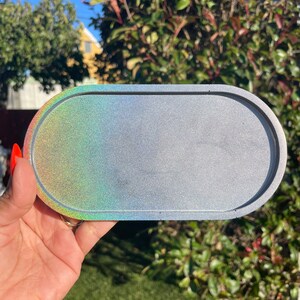 Holographic Silver Resin Trinket Tray