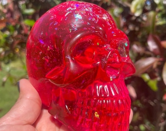 Pink Glitter Resin Skull