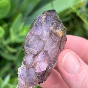 Amethyst/smokey scepter quartz with elestial growth from Shangaan tribe (Chibuku mine) in Zimbabwe ~ 53g