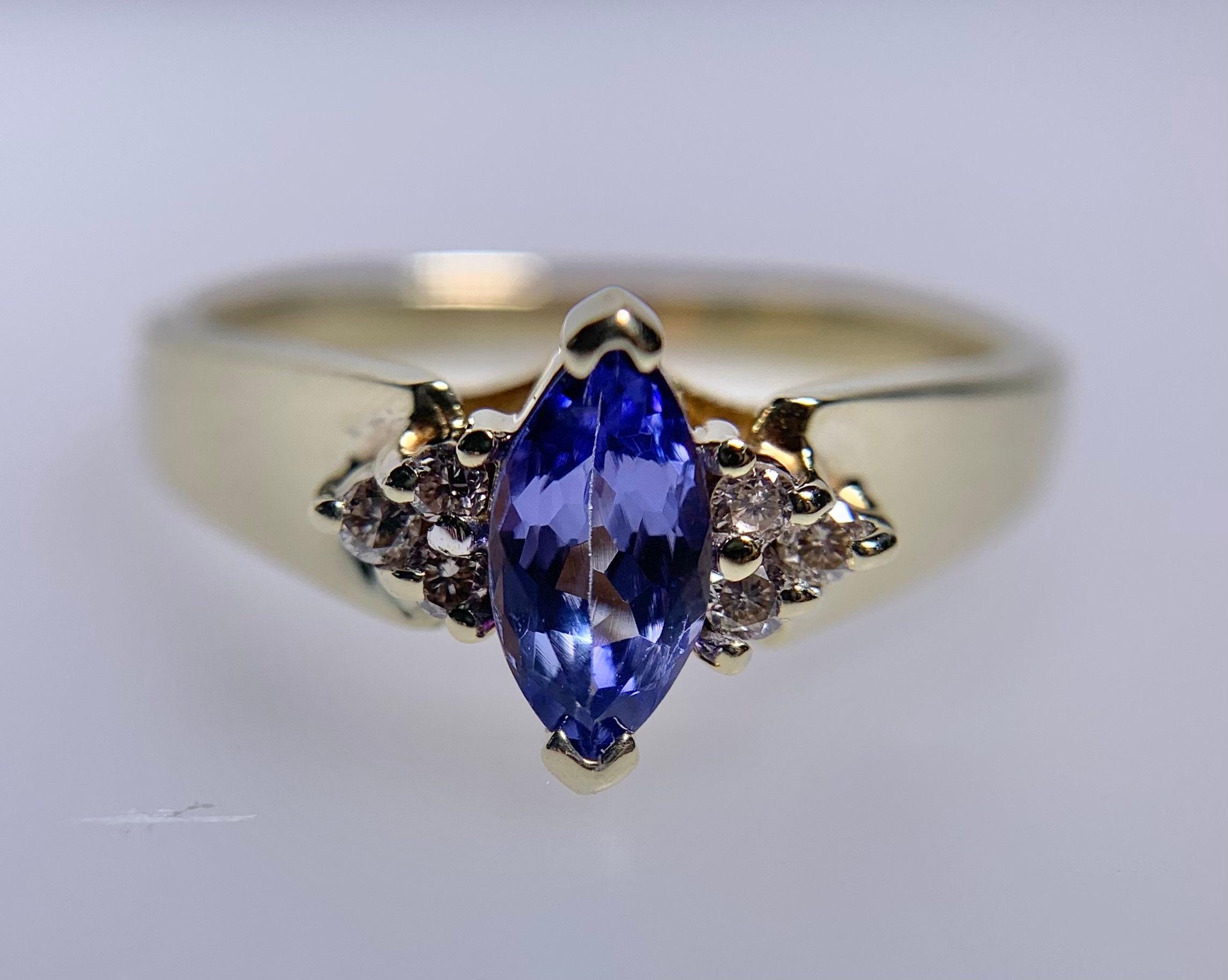 Buy Tanzanite Diamond 7 Stone 14K Yellow Gold Ring Vintage Preowned 1990s Almod Diamonds International Appraised Zoisite Natural Gem Jewelry Online in India Etsy