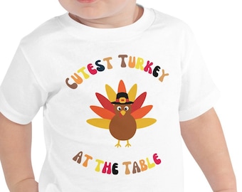 Cutest turkey at the table boys thanksgiving shirt, toddler boy turkey shirt, boys fall shirt, funny Thanksgiving shirt,