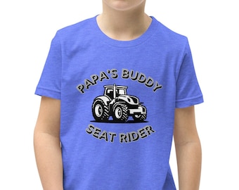 Papa's buddy seat rider tractor shirt, youth tractor shirt, future farmer gift, farm hand t shirt, farm kid tee, grandpa's buddy, farm life