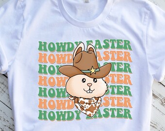 Howdy Easter shirt, Easter bunny tee, gift for Easter, western retro Easter t shirt, cowboy easter,