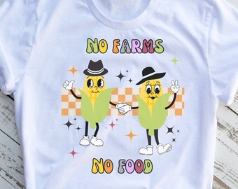 Lustiges Bauernhof Shirt, keine Farmen, kein Essen, Retro-Mais-Shirt, Crop Top, Landmädchen-Shirt, Bauer Geschenk, Retro Bauernhof-Shirt, Mais-Shirt