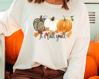È autunno, maglietta a maniche lunghe da donna, abbigliamento autunnale, camicia di zucca, regalo per gli amanti dell'autunno, camicia del Ringraziamento, camicia di Halloween