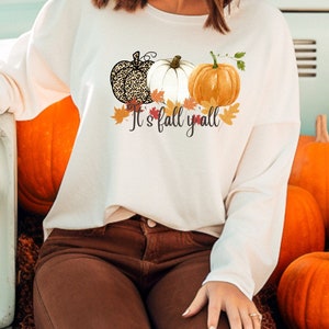 Het is herfst jullie allemaal dames T-shirt met lange mouwen, herfstkleding, pompoenshirt, herfstminnaarcadeau, Thanksgiving shirt, Halloween shirt