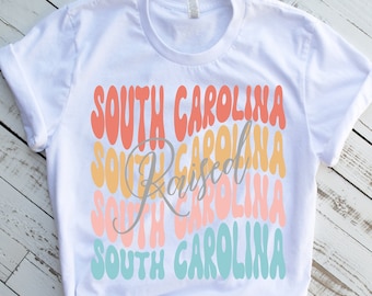 South Carolina raised t shirt for women, retro state shirt, South Carolina gifts, South Carolina lover